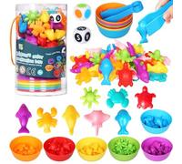 SAMISO Montessori Juguete Educativo,66 Piezas clasificar Juegos,Montessori Juego de Combinación de Color,para Contar,Motricidad Fina,Juguetes Educativos para Niños 2-5 años