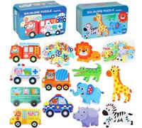 SAMISO Puzzle de Madera,Juguetes Montessori Puzzle,Rompecabezas de Madera Juego de Cerebro,para Niños de 1 2 3 4 5 Años Montessori Educativos Regalos 3D Patrón Puzles