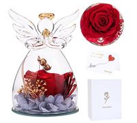 SAMISO Rosa Eterna,Flores Eternas con Figura Ángel,Flores con Figura de Ángel para Mujeres Abuela mamá Chicas, Regalos para Mama, Angeles Figuras para el hogar Navidad, Regalos de cumpleaños