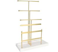 SAMISO Soporte para Joyas,Expositor de Joyas con Bandeja,Soporte de Joyería,Estante de Joyas para Collares,Pulseras,Pendientes,Anillos,Dorado,Relojes,Regalo para Mujeres