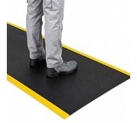 SAMKRAFT W1 - Alfombra antifatiga industrial de 9,5 mm de grosor - Alfombra ergonómica de trabajo de pie, espuma de alta resistencia, para fábrica, taller y caja, color negro y amarillo - 122 cm x 200
