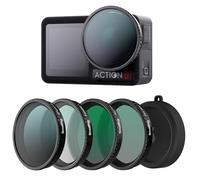 SAMLLRIG - Kit de filtros para DJI Osmo Action 5 Pro/4, juego de filtros de lente 5 en 1 con filtro Black Mist 1/4, filtro ND16/CPL, Star-Cross, simulador de película y carcasa de silicona -5412