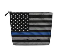 SamLng American Thin Blue Line Flag - Organizador versátil de artículos de tocador de cáñamo falso, bolsa de aseo de viaje, bolsa de accesorios de maquillaje cosméticos