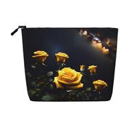 SamLng Beautiful Yellow Roses - Organizador versátil de artículos de tocador, bolsa de maquillaje de cáñamo falso, bolsa de aseo de viaje, bolsa de accesorios de maquillaje, color negro, talla única