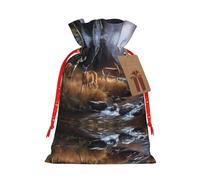 SamLng Beauty Deer Bolsa de regalo de Navidad - Bolsas de fiesta de arpillera con cordón para regalos, golosinas - Perfecto para Navidad, cumpleaños