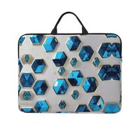 SamLng Blue Hexagons and Diamonds - Funda para portátil de 35.6 cm, con asa de transporte y bolsillo para accesorios, color negro, talla única