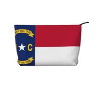 SamLng Bolsa de maquillaje de pana con la bandera de Dakota del Norte, organizador de cosméticos y artículos de tocador con cremallera, práctica bolsa para maquillaje de mujer, color negro, talla