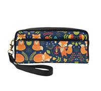 SamLng Bolsa de maquillaje reutilizable - Lindo animal zorro flor impresión piel pequeña bolsa de maquillaje para viajes, organizador de artículos de aseo con cremallera, Negro -, Talla única