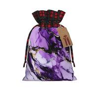 SamLng Bolsa de regalo de Navidad de mármol morado, con cordón para fiestas, envoltura de golosinas, perfecta para cumpleaños, aniversarios