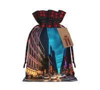 SamLng Bolsa de regalo de Navidad de Streets of New York City - Regalo de fiesta con cordón para vacaciones, envoltura de golosinas, perfecta para cumpleaños, aniversarios