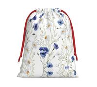 SamLng Bolsa de regalo mediana con cordón, flor dibujada a mano, perfecta para Navidad, vacaciones y recuerdos de fiesta, bolsas de dulces y bolsas de golosinas