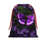 SamLng Bolsa de regalo mediana con cordón, hermosa mariposa morada, perfecta para Navidad, vacaciones y recuerdos de fiesta, bolsas de dulces y bolsas de golosinas