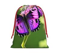 SamLng Bolsa de regalo mediana con cordón, mariposa morada, perfecta para Navidad, vacaciones y recuerdos de fiesta, bolsas de dulces y bolsas de golosinas
