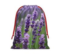 SamLng Bolsa de regalo pequeña con cordón, flores florales de lavanda morada, perfecta para Navidad, vacaciones y recuerdos de fiesta, bolsas de dulces y bolsas de golosinas