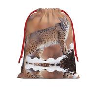 SamLng Bolsas de regalo grandes con cordón, bolsas de regalo de Navidad Canada Lynx, vacaciones para regalos de Navidad, bolsas de caramelos, sacos de golosinas