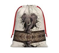 SamLng Bolsas de regalo medianas con cordón, bolsas de regalo de Navidad con diseño de elefante de pared rota, para regalos de Navidad, bolsas de caramelos, bolsas de golosinas