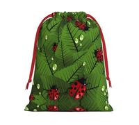 SamLng Bolsas de regalo medianas con cordón, bolsas de regalo de Navidad con hojas y mariquitas, para regalos de Navidad, bolsas de caramelos, bolsas de golosinas