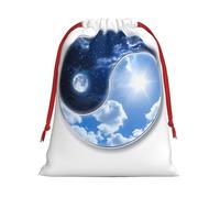 SamLng Bolsas de regalo pequeñas con cordón, bolsas de regalo de Navidad Yin Yang Sky, vacaciones para regalos de Navidad, bolsas de caramelos, sacos de golosinas