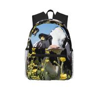 SamLng Bonita mochila de lona con estampado de ardilla, mochila estética para la universidad, bolsa de libros, viajes para laptop, niños, niñas, hombres y mujeres, Vacas blancas y negras, Talla única