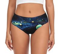 SamLng Calzoncillos para mujer - Bragas con estampado de planetas del espacio exterior, cintura cómoda y transpirable, cintura elástica, Negro, S