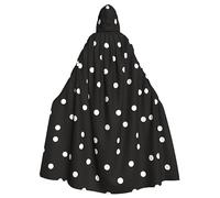 SamLng Capa con capucha de lunares blancos y negros, disfraz de juego de rol para adultos, perfecto para Navidad, mago, fiestas temáticas de magos