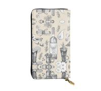 SamLng Cartera larga de piel con estampado de campo de uvas y vinos, diseño vintage de vino y bodega, bolsillo para monedas moderno, personalizado y duradero