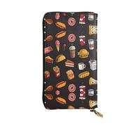 SamLng Cartera larga de piel con estampado de hamburguesa y pata de pollo vintage, bolsillo para monedas moderno, personalizado y duradero