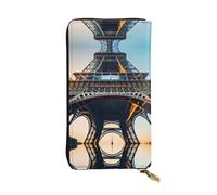 SamLng Cartera larga de piel con estampado de la Torre Eiffel de París para mujer, moderna y ligera, impermeable, color negro, talla única