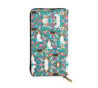 SamLng Cartera larga de piel con estampado floral de Sweet Basset Hound vintage, con bolsillo para monedas a la moda, personalizado y duradero