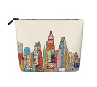 SamLng Cartoon Austin Texas Organizador de aseo Multiusos - Estuche de maquillaje de cáñamo - Estuche de cosméticos reutilizable con bolsa de cremallera, color negro, One Size, negro, One Size