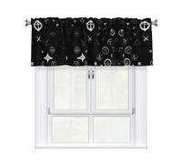 SamLng Cenefa de cortina con estampado de universo en blanco y negro, 137 x 45 cm, elegante tratamiento de ventana para cocina, baño, lavandería y más