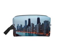 SamLng Chicago Print - Neceser de viaje para cosméticos para hombres y mujeres, organizador portátil para uso diario, blanco, talla única