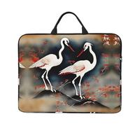 SamLng Dos grúas japonesas volando pintura tradicional de 14 pulgadas - Maletín de hombro con asa de transporte y bolsillo para accesorios