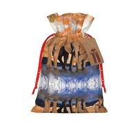 SamLng Elephants Art - Bolsa de regalo de Navidad - Bolsas de fiesta con cordón de arpillera para regalos, golosinas - Perfecto para Navidad, cumpleaños