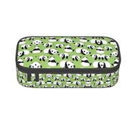 SamLng Estuche con diseño de impresión completa "I Love Penguins", organizador multiusos, tela Oxford duradera, múltiples compartimentos, Panda de fondo verde, Talla única, Mochila escolar