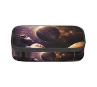 SamLng Estuche para lápices con diseño de loto de peces nadando - Organizador multiusos - Tela Oxford duradera, múltiples compartimentos, Cosmic Shining Planet, Talla única, Mochila escolar