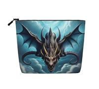 SamLng Flying Dragon - Organizador de baño multiusos - cáñamo sintético - Estuche de maquillaje reutilizable con bolsa de cremallera, color negro, negro, One Size
