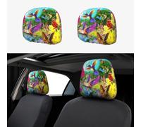SamLng Funda universal para reposacabezas de coche, diseño de pájaros, flores, mariposas, 2 unidades, protector para furgonetas, SUV, camiones, mejora tu experiencia de conducción