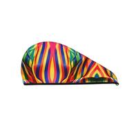 SamLng Gorro de pelo seco de terciopelo coral con rayas de color arcoíris, perfecto para el hogar, viajes, fiestas en la piscina, playas, baños y mucho más