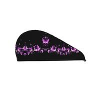 SamLng Gorro de pelo seco de terciopelo coral morado mariposa para mujer, conveniente para el hogar, viajes y fiestas en la piscina. Perfectamente pensado