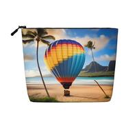 SamLng Hawaii Hot Air Balloon - Organizador de baño multiusos - Estuche de maquillaje de cáñamo - Estuche de maquillaje reutilizable con bolsa de cremallera, color negro, negro, One Size