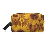 SamLng Hermoso neceser de viaje con estampado de girasoles, bolsa de maquillaje para hombres y mujeres, organizador portátil para uso diario, blanco, talla única