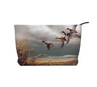 SamLng Hunting Flying Wild Ducks - Bolsa de maquillaje de pana con cremallera, organizador de cosméticos y artículos de tocador, práctica bolsa para maquillaje de mujer, color negro, talla única