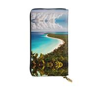 SamLng Island of Cuba - Cartera larga de piel con estampado para mujer, moderna y ligera, impermeable, color negro, talla única