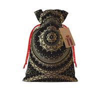 SamLng Kaleidoscope Mandala Bolsa de regalo de Navidad - Bolsas de fiesta con cordón de arpillera para regalos, golosinas - Perfecto para Navidad, cumpleaños