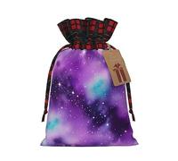 SamLng Magic Galaxy Sky Purple - Bolsa de regalo de Navidad con cordón para fiestas, envoltura de golosinas, perfecta para cumpleaños, aniversarios