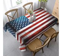 SamLng Mantel rectangular con estampado vintage de la bandera de Estados Unidos, lavable, decoración clásica de cocina para mesa de comedor, mesa y manteles de fiesta