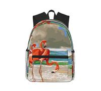 SamLng Mochila de lona con estampado de bulldogs franceses, mochila estética para la universidad, bolsa de libros, viajes para laptop, niños, niñas, hombres y mujeres, Flamingo Beach, Talla única