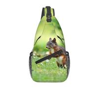 SamLng Mochila unisex grande con estampado de pizza, bolsa cruzada duradera en el pecho, mochila ligera para viajes y senderismo, Linda ardilla, Talla única
