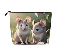 SamLng Mouse in Love - Organizador de baño multiusos - Cáñamo de imitación - Estuche de maquillaje reutilizable con bolsa de cremallera, color negro, negro, One Size